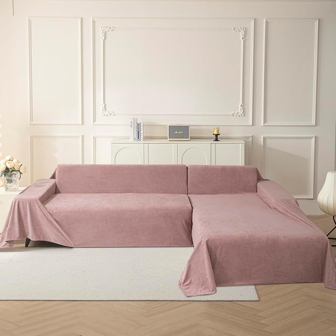 MYSKY HOME Pink Sofa Cover, Couch Covers for Pet, Oversized Couch Covers for 3 Cushion Couch, Thick Durable Sofa Covers for Furniture, Couch Cover,Non Slip Soft Protector, 91" x 150" - Image 6
