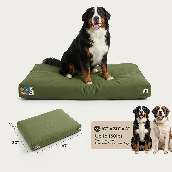 Sytopia 47 Inch Canvas Outdoor Dog Bed for XXL Dogs, Durable Dog Bed with Waterproof Machine Washable Removable Cover, Indoor Patio Pet Pad for Crate, Green - Image 5