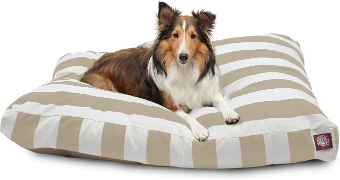 Majestic Pet Rectangle Large Dog Bed Washable – Non Slip Comfy Pet Bed – Dog Crate Bed with Removable Washable Cover – Dog Kennel Bed for Sleeping - Dog Bed Large Breed 44x36x5 Inch – Sand Beige by MajesticPet