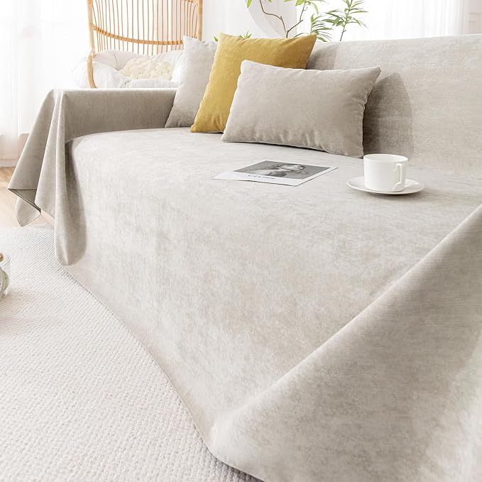 VClife Couch Covers Anti Scratch Sofa Covers for 2 Cushion Couch Sofa, Waterproof Pet Couch Cover for Dog Cat, Washable Couch Slipcover Modern Khaki Sofa Cover Throw Furniture Protector, 71"X102" - Image 9
