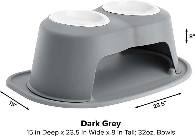 WeatherTech Double High Pet Feeding System w/Plastic Dog/Cat Bowls - 8" High Stand Dark Grey (PDHC3208DGDG) - Image 3