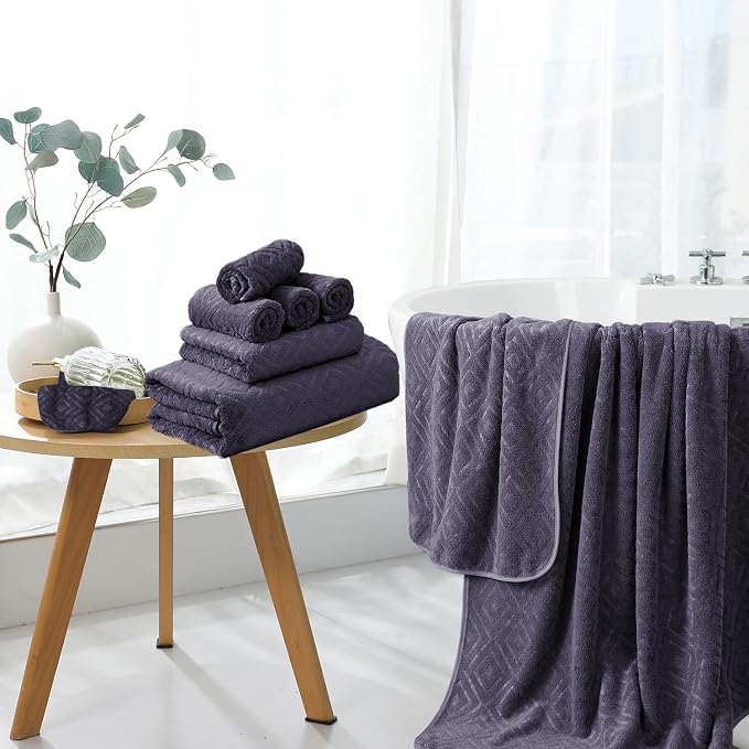 Bath Towel Set of 4 Extra Large Bath Sheet 35"x70" Oversized Bath Towel Soft Microfiber Bathroom Towel for Adults Highly Absorbent Quick Dry Towel Set for Bathroom,Hotel,Shower Bath Sheet Towel Plum - Image 3