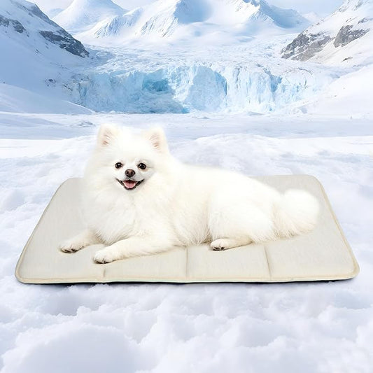 Dog Cooling Mat for Large Dogs – 35"x23" Orthopedic Memory Foam Pad for Summer, Hot Weather & Joint Relief | Washable, Non-Slip Crate Mat for Senior Dogs, Travel & Home (Dark Beige) by ZAKAPAWS