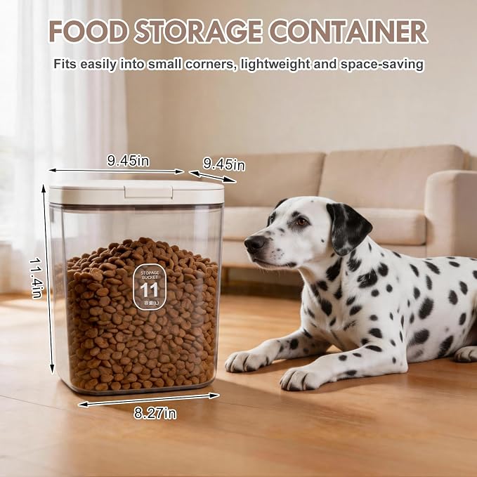 LEAWALK 11 Lbs Airtight Dog Cat Food Storage Container and Dog Treat Containers BPA-Free, PET Clear Stackable Pet Storage Bin, Pop Top, 1-Cup Scoop, for Pet Food/Rice/Flour/Bread/Grains/Spaghetti - Image 2