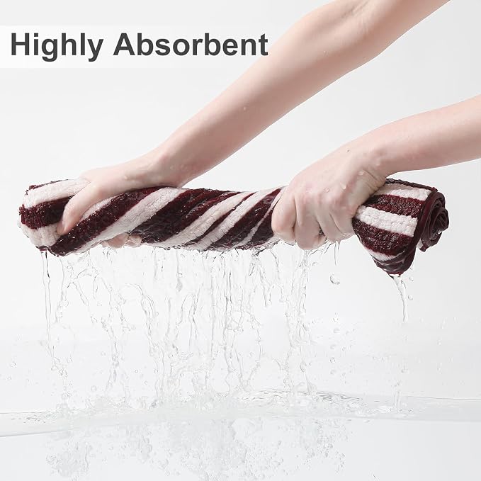 Smuge 18 Pcs Bath Towel Set, Include 6 Bath Towel Sheets, 6 Hand Towels and 6 Washcloths - Highly Absorbent Quick Dry Microfiber,Ultra Soft Bathroom Towel Set with Hanging Loop - Wine - Image 3