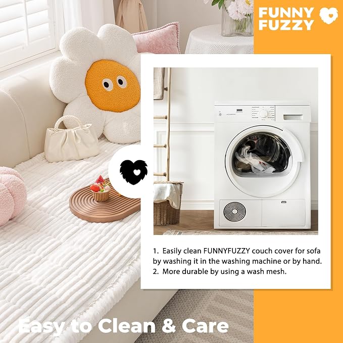 FUNNY FUZZY Pet Couch Covers for Sofa, Washable Dog Couch Cover Protector for Dogs, Flannel Couch Covers for Dogs Pet Friendly Pets Mat Bed (White, 19.7"x19.7") - Image 7