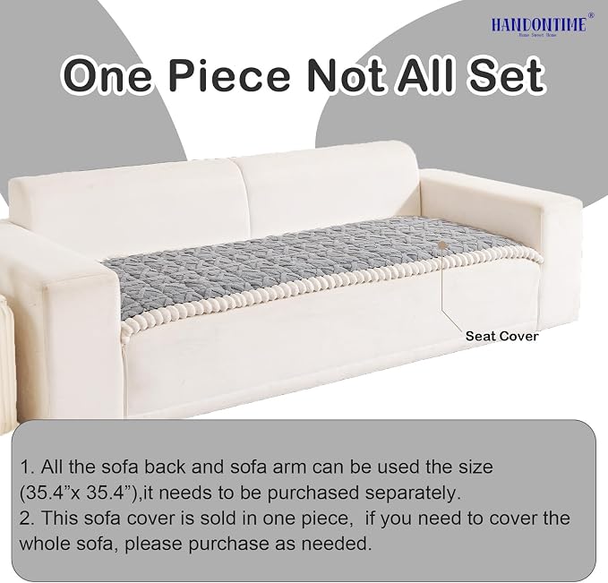 HANDONTIME Dog Couch Cover Jacquard Geometric Sofa Covers Washable Funny Fuzzy Couch Cushion Cover Non-Slip Plush Pet Protector Furniture Covers Durable Comfortable Slipcover (Grey, 27.6" x 82.7") - Image 4