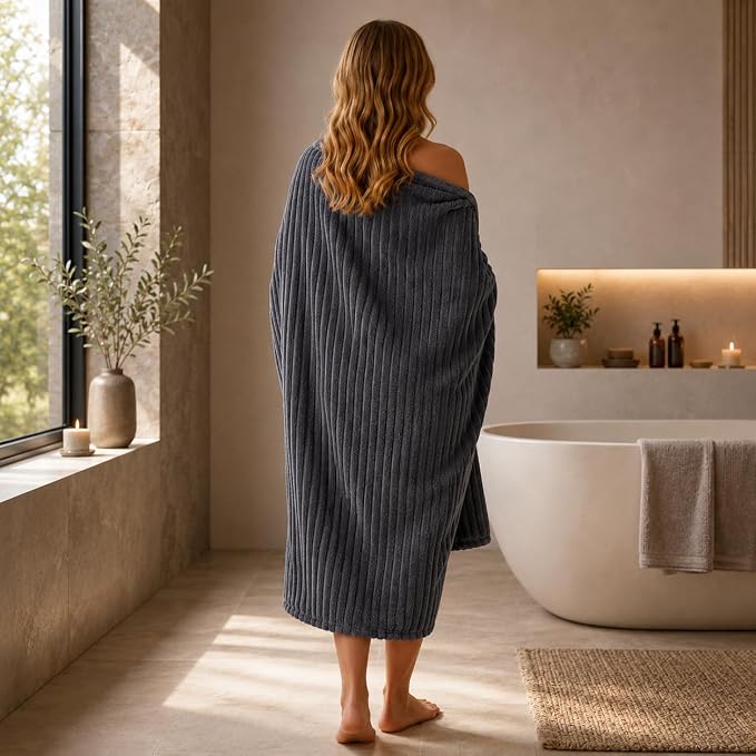 3 Pack Bath Towel Set, 40"x80" Oversized Bath Sheet, Charcoal Gray | Ultra Soft Microfiber, Lint Free, Quick Dry, Highly Absorbent, Full Body Coverage, 1 Bath Sheet, 1 Hand Towel, 1 Washcloth - Image 4