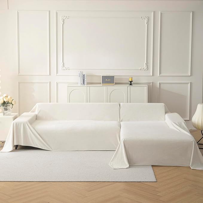 MYSKY HOME White Couch Cover for Dog Pet Friendly Couch Covers for Sofa, Sectional Couch Covers Furniture Covers for Cats Scratching, Non Slip Sofa Covers for Pets Washable, 71" x 118" - Image 6