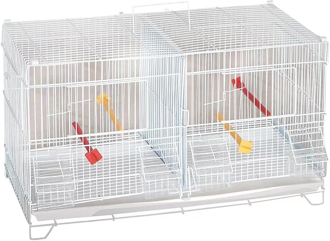 Seny Set of 4 Stackable Breeding Bird Cage for Canary Finch Small Birds (White) - Image 3
