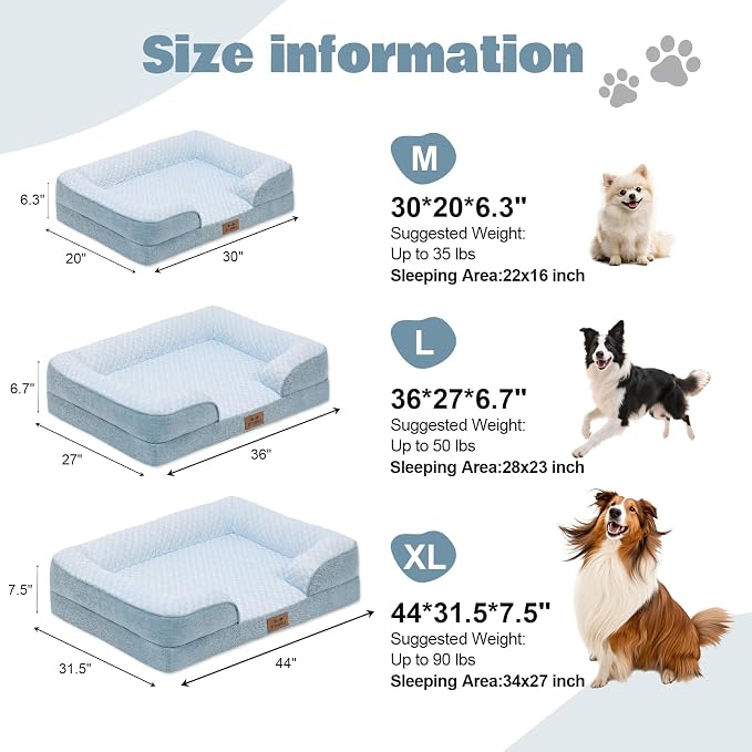 Orthopedic Dog Bed Medium Sized Dog with 2 Pack Removable Washable Covers - Soft Plush & Cooling Surface, Waterproof Dog Bed 30 Inch Pet Bed with Egg-Crate Foam and Non-Skid Bottom - Image 3