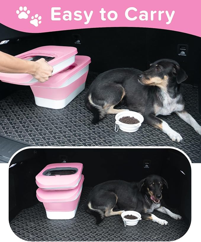 10-13 Lbs Airtight Dog Food Storage Container,Collapsible Pet Food Storage | Dog Food Container with Double Airtight Seal,Cat Food Container Dry Food Fresh,Space Saving,Pest/Mouse-proof,Scoop,Pink - Image 5
