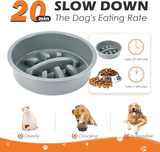 ADENGL Elevated Dog Bowls with Slow Feeder Dog Bowls, 5 Height Adjustable Raised Bowl Stand with 2 Stainless Steel Food & Water Container, Pet Bowl Elevated for Medium Large Pet - Image 4