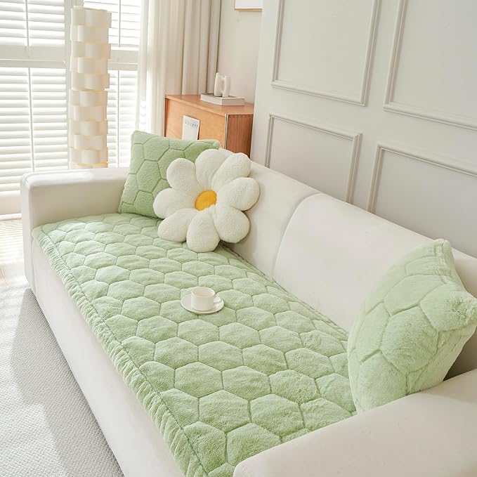 GKXLH New Thick Sofa Covers Washable - Soft Flannel Universal Sofa Cover 2 3 4 Seater, Non-Slip Couch Cover, Couch Seat Covers Sofa Slipcovers Furniture Protector for Living Room (Green, 90x160cm) - Image 7