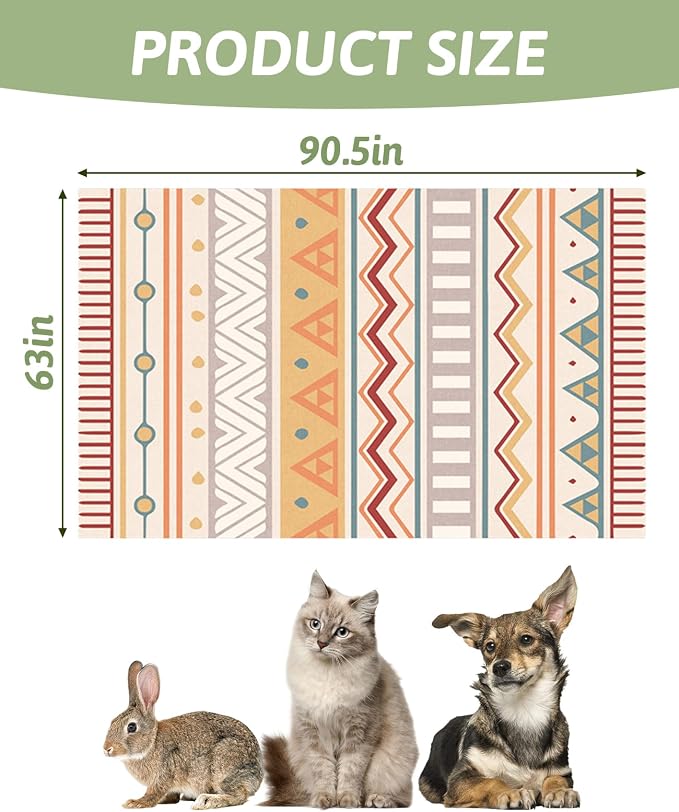 BNOSDM Extra Large Cage Liners for Rabbits 91" X 63" Washable Rabbit Pad Large Bunny Mat Anti Slip Rug for Bunnies Pet Carpet for Chinchillas Cats Guinea Pigs Ferrets Dogs - Image 2