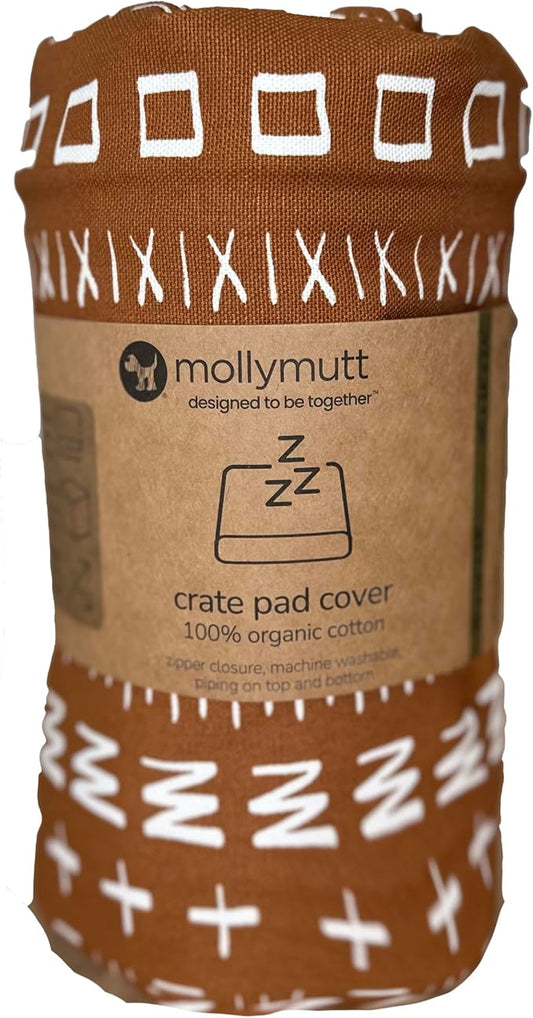 Molly Mutt Dog Crate Pad Cover, 100% Cotton Canvas Cover for Dog or Puppy Crate Bed, Durable, Washable, and Free of Harmful Chemicals, Pre-Shrunk, 48"x30"x2.5", Everywhere by MollyMutt