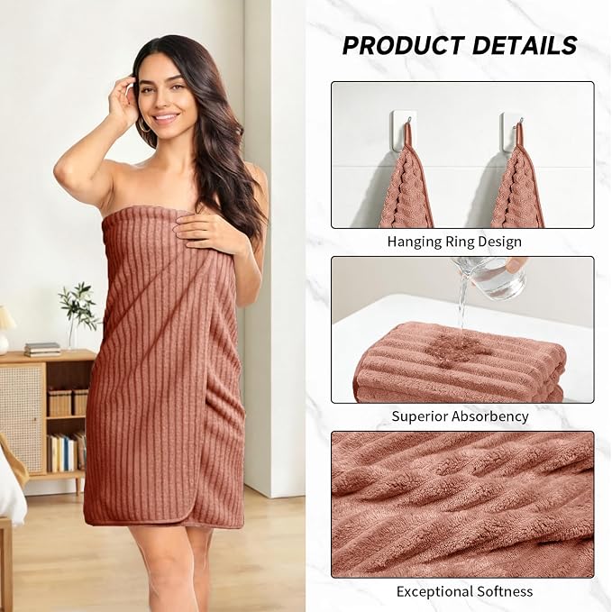 Extra Large Bath Towel Set 10 Piece, XL Bath Towels 35"x67" Oversized Bath Sheets, 280 GSM Microfiber Quick Dry Absorbent Towels, 5 Bath Sheets & 5 Hand Towels (Terracotta) - Image 4