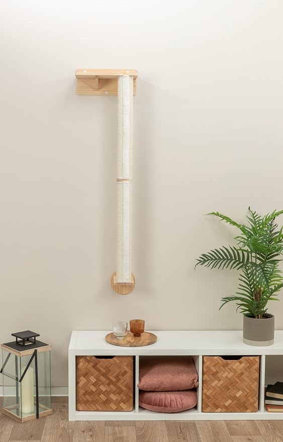 TRIXIE Wall Set 1, Indoor Wall Mounted Cat Scratching Post for Elevated Fun, Climb to Perch, Jumping Platform, Natural - Image 2