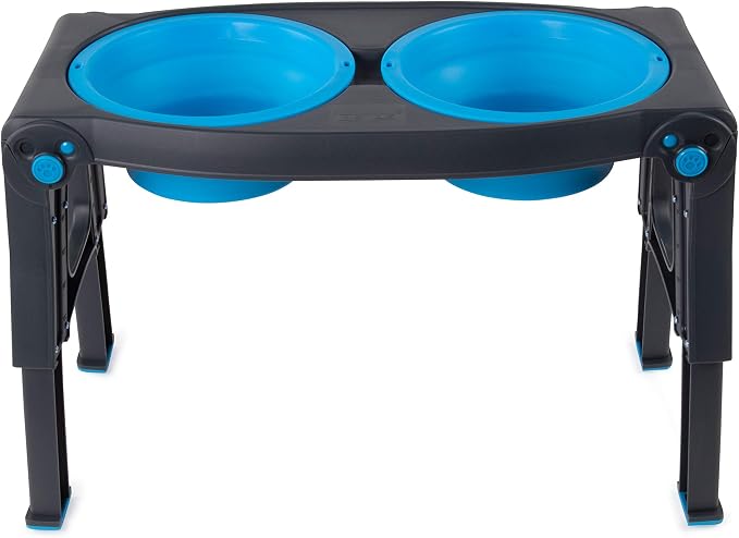 Dexas Pets Adjustable Height Double Pet Feeder, Pro Blue by Dexas