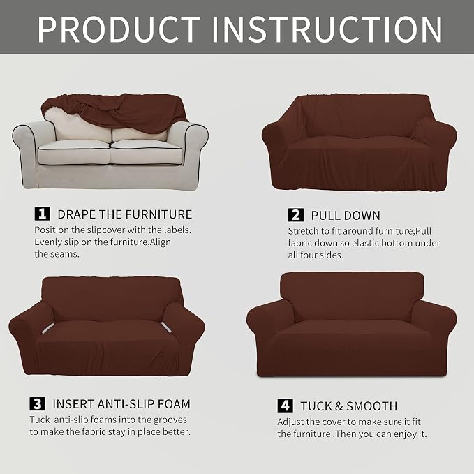 Easy-Going Stretch Oversized Chair Slipcover with Arm Washable Coffee | 1-Piece Large chair covers armchair Furniture Protector for Living Room chair and a half cover Soft For Kids, Pet. - Image 6