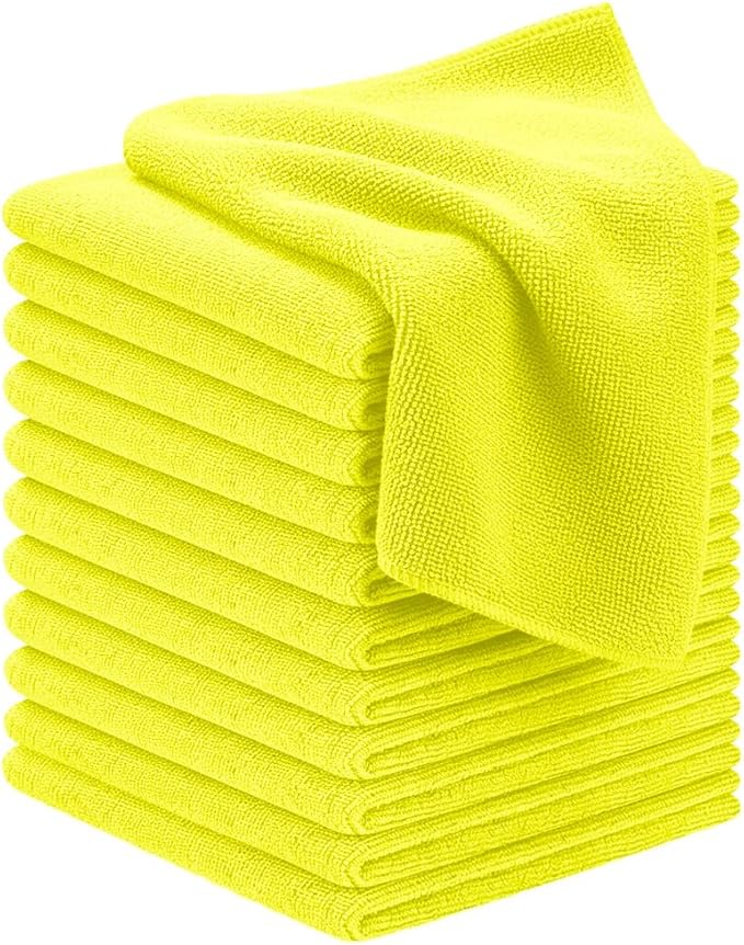 Avalon Towels Microfiber Cleaning Cloths (Value Pack of 12) - Size 12 x 12 Inches, Highly Absorbent Cleaning Rags, Lint Free, Reusable and Washable, Microfiber Towels for Cars by AvalonTowels