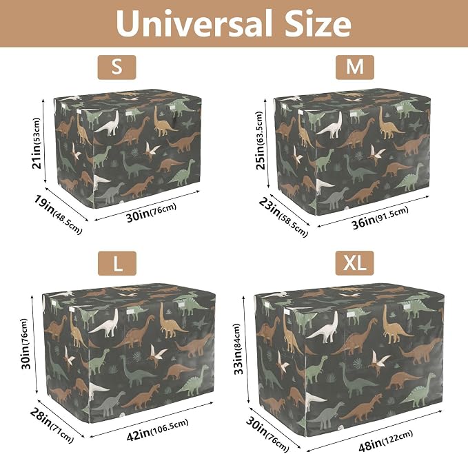 Dog Crate Cover Kennel Cover for Dog Cages Breathable for Wire Cage Indoor Outdoor Green and Brown Dinosaurs - Image 3