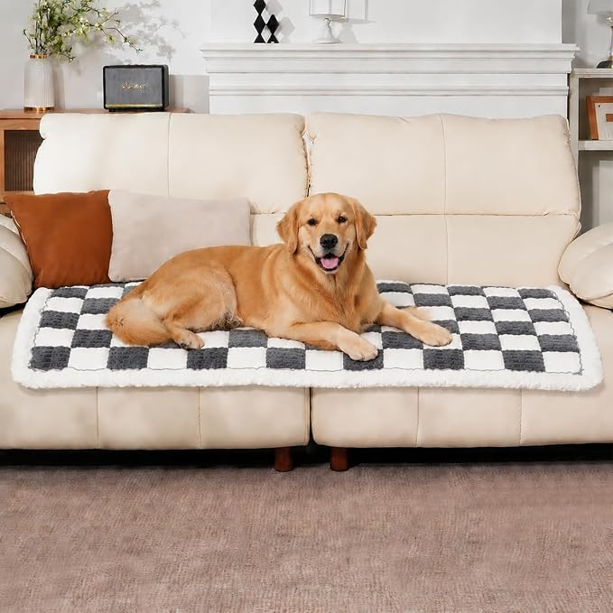 Pet Couch Cover for Dogs & Cats, Soft Flannel Non-Slip Couch Sofa Cover Protector, Dog Bed Sleeping Mat, Washable Reversible Anti-Slip Dog Bed for Small Medium Large Pets (27.6X59.05, Grey) by AMZWISE