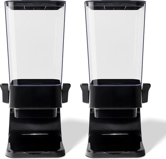 Cereal Dispenser Countertop, 5L Kitchen Organization Cereal Containers Storage, Desktop Candy Dispenser Plastic Cereal Dispenser, Snack Containers Can Hold Granola, Dry Food, nut, Grain (Black, 2Pc) by FHJP