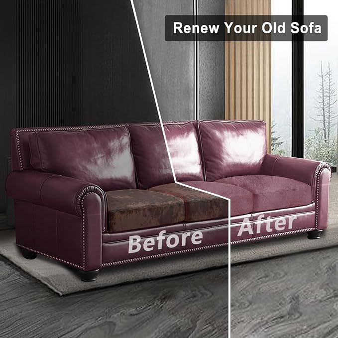 ANARACHON Leather Look Couch Cushion Covers Sofa Seat Slipcovers Sets Couches Furniture Protector for Sectional Armchair Loveseat Pets Kids Stretch Spandex Fabric (3 Cushion Sofa, Light Kahki) - Image 7