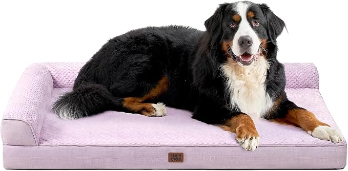 EHEYCIGA XXL Dog Bed Memory Foam, Orthopedic Giant Dog Bed Jumbo with Washable Removable Cover, Waterproof Pet Sofa Couch with Nonskid Bottom, 48x35x7.5, Lilac by EHEYCIGA