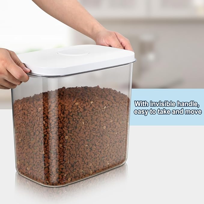 12 lbs Airtight Dog Cat Food Storage Container and Dog Treat Containers BPA-Free, PET Clear Stackable Pet Storage Bin, 1-Cup Scoop, 1-Sponge cleaning brush, Pop Top, With handle, Easy Mobility-large - Image 4