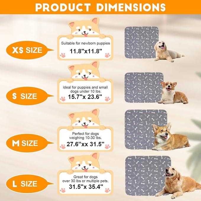 2PC Puppy Pads with Pheromones, Washable Puppy Pee Pads for Dogs Reusable Puppy Pads for Dogs and Cats - Leak & Odor Proof, Non-Slip Base Training Pads for Home & Travel(with Pet Hair Removal Gloves) - Image 2