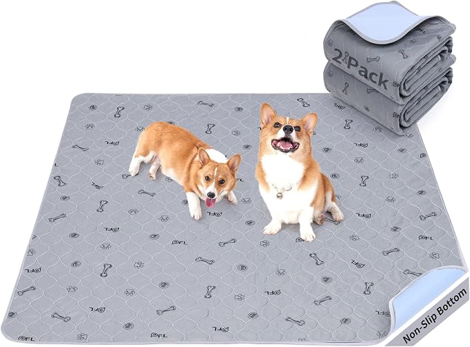 2Pack Puppy Pads Washable, 48x48 Reusable Pee Pads for Dogs, Absorbent Whelping Pads Waterproof Dog Rug Non-Slip Protector for Housbreaking,Potty Training,Bed Couch Carpet by PICKFORLIFE
