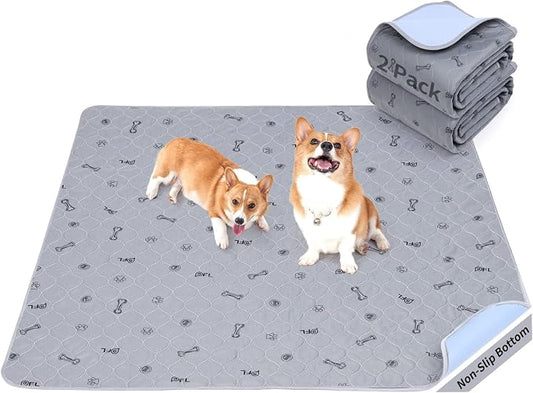 2Pack Puppy Pads Washable, 48x48 Reusable Pee Pads for Dogs, Absorbent Whelping Pads Waterproof Dog Rug Non-Slip Protector for Housbreaking,Potty Training,Bed Couch Carpet by PICKFORLIFE