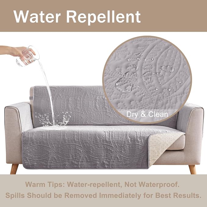 Cloud Purple Sofa Covers with Pockets, Anti-Slip Medallion Couch Covers for 3 Cushion Couch Sofa, Couch Cover for Dogs Water-Repellent Machine Washable (Large Sofa 68", Cloud Purple) - Image 3