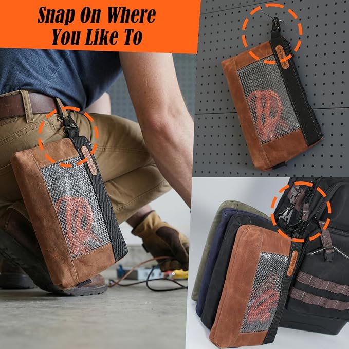 WELKINLAND 4 Piece-Pack Clear Tool Pouch, 12-Inch Tool Pouches, Heavy-Duty Waxed Canvas Zippered Tool Pouch, See-Thru Tool Pouches With Zipper, 4-Color Small Tool Bag - Image 4
