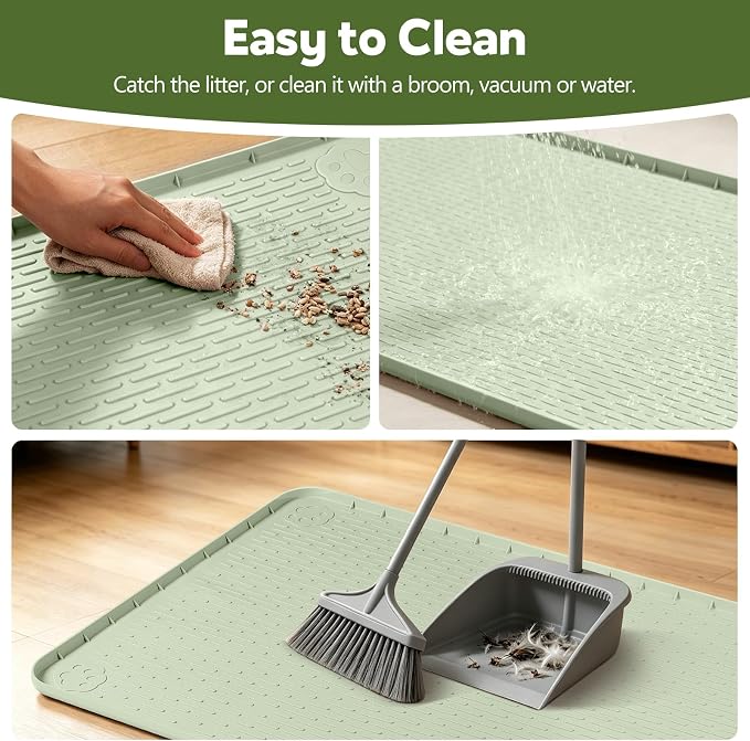 Silicone Bird Cage Mat 50" x 35" Under Crate Floor Protector, Green | Extra Large Waterproof Bird Cage Liner with Raised Edges, Non-Slip Under Crate Mat for Dog Cages, Kennels, Reptile Aquariums - Image 4