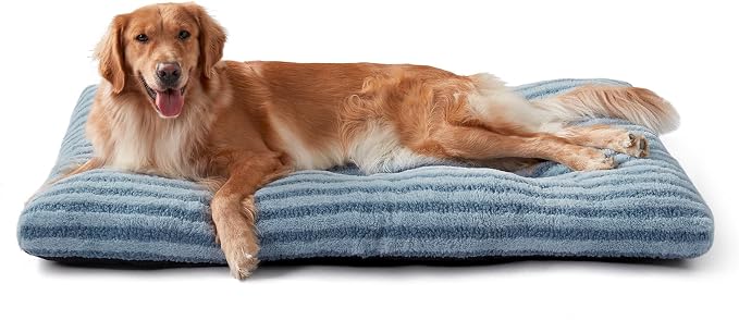 FURTIME Washable XL Dog Bed for Extra Large Dogs, Deluxe Dog Crate Beds | Comfy Fluffy Kennel Pad Anti-Slip Pet Sleeping Mat, Machine Washable Dogs Pillow, 40"x27"x3.5", Blue by FURTIME
