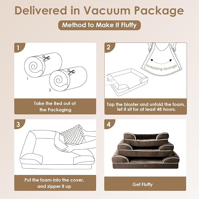 EHEYCIGA Orthopedic XXL Dog Bed, Waterproof Washable XL Big Pet Bed 52" | Non-Slip Bottom and Egg-Crate Memory Foam Extra Large Pet Couch Bed with Washable Removable Cover, Brown - Image 7