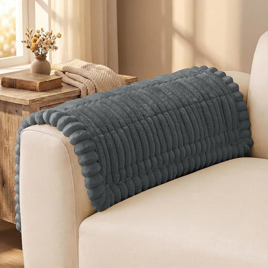 decorUhome Couch Cover for Dogs, Non Slip Fuzzy Thick Pet Sofa Protector | Pet Friendly, Soft Plush Fabric, Machine Washable, Fits Armrests, Single Seats & Backrest Cushions, Dark Grey, 27.6" x 27.6" by decorUhome
