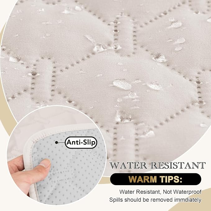PrinceDeco Sofa Cover Couch Cover for 3 Cushion Couch Water Resistant Sofa Cover for Living Room Quilted Furniture Couch Cover Washable Couch Protector Width Up to 78"(Oversized Sofa, Ivory) - Image 6