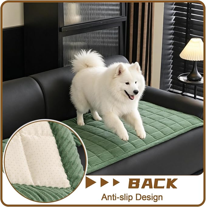 HAOYONG Couch Covers for Dogs Washable, Non Slip Fuzzy Durable Couch Covers for 3 Cushion Sofa Pet Friendly Furniture Protector Covers Dog Mat for Couches (Dark Green, 27.6"×82.7") - Image 4
