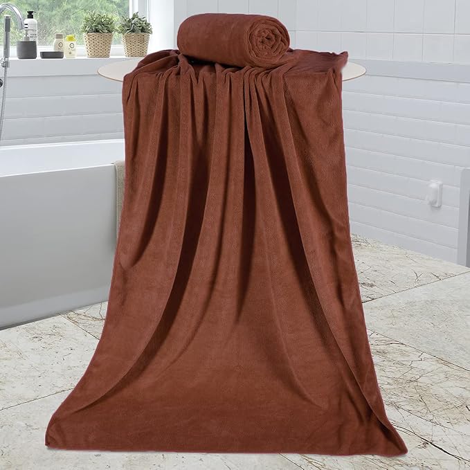 JML Bath Towels Set of 2, 30" x 60", Brown | Microfiber, Large, Soft, Absorbent, Fast Drying Bathroom Towel for Sauna, Salon, Hotel, Sport, Fitness, Yoga - Image 3