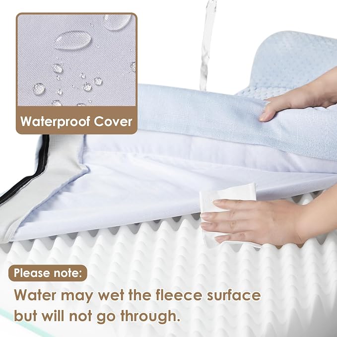 EHEYCIGA Orthopedic Dog Bed Medium Size Dogs, Memory Foam Dog Bed with Washable Removable Cover, Waterproof Pet Sofa Couch for Crate with Nonskid Bottom, 30x20x6, Washblue - Image 3