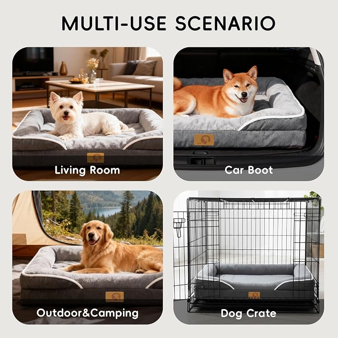 HOMEMATE Dog Bed for Extra Large Dog: 48x35 inch Orthopedic Large Dogs Bed XXL Outdoor Pet Cat Bed Sofa Supplies with Toy Dogs Crate Pad Couch with Removable Washable Cover & Non-Slip Botton Dark Grey | Large Dogs Bed with Non-Slip Botton & Removable W... - Image 7