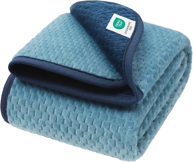 Luciphia Waterproof Blanket for Medium Large Dog Ultra-Soft & Calming Pet Throw Reversible Warm Fleece Durable Furniture Crate Couch Cover Protector Machine Washable Leakproof Blue M (57''x40'') by luciphia