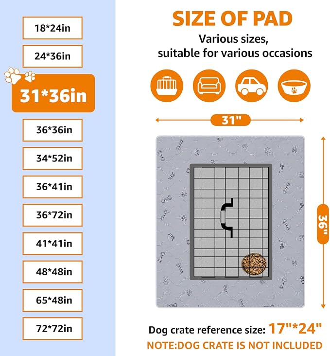 Washable Pee Pads for Dogs, 2Pack Puppy Pads Washable with Bone Print,Absorbent Reusable Whelping Pads Non-Slip Dog Mats for Floor Protector, Couch Cover, Crate, Potty Training 31x36 | Reusable, Non-Slip, Waterproof, Machine Washable, Whelping, Potty T... - Image 6