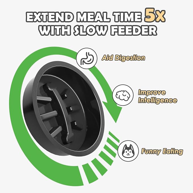 Elevated Dog Bowls with Slow Feeder and Spill Proof Mat, Adjustable Height 4.3-11.8'', Two 1.7L Stainless Steel Food & Water Bowls, Metal Raised Dog Bowl Stand, for Large Medium Breeds - Image 6