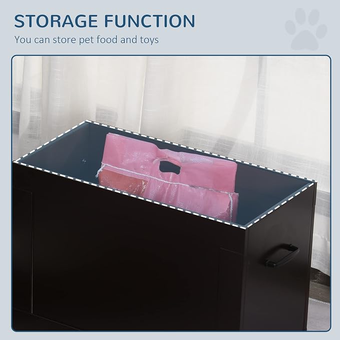 PawHut Raised Pet Feeding Storage Station with 2 Stainless Steel Bowls Base for Large Dogs and Other Large Pets, Coffee | with2 Stainless Steel Bowls Base for Other Large Pets - Image 8