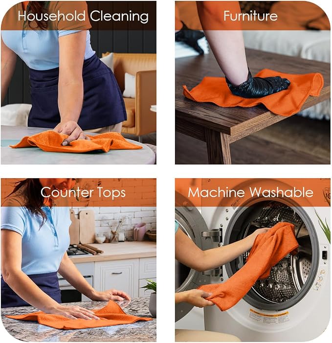 Avalon Towels Microfiber Cleaning Cloths (Value Pack of 12) - Size 12 x 12 Inches, Highly Absorbent Cleaning Rags, Lint Free, Reusable and Washable, Microfiber Towels for Cars - Image 4